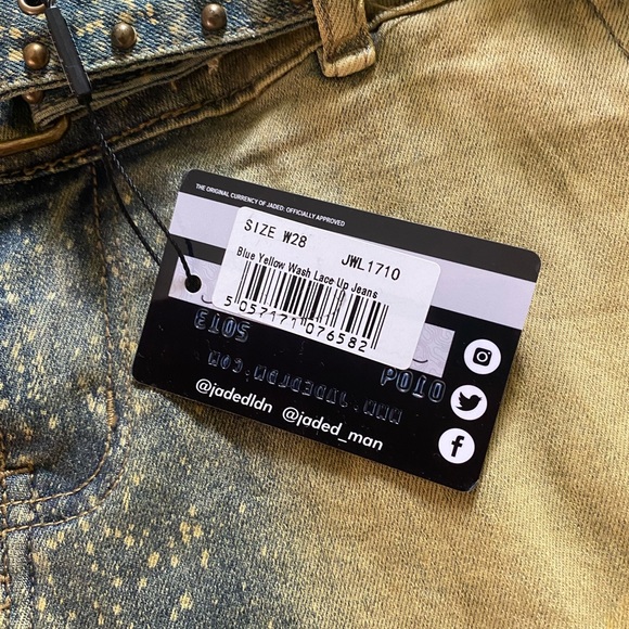 Jaded London Blue Yellow Wash Lace up jeans - Picture 8 of 8